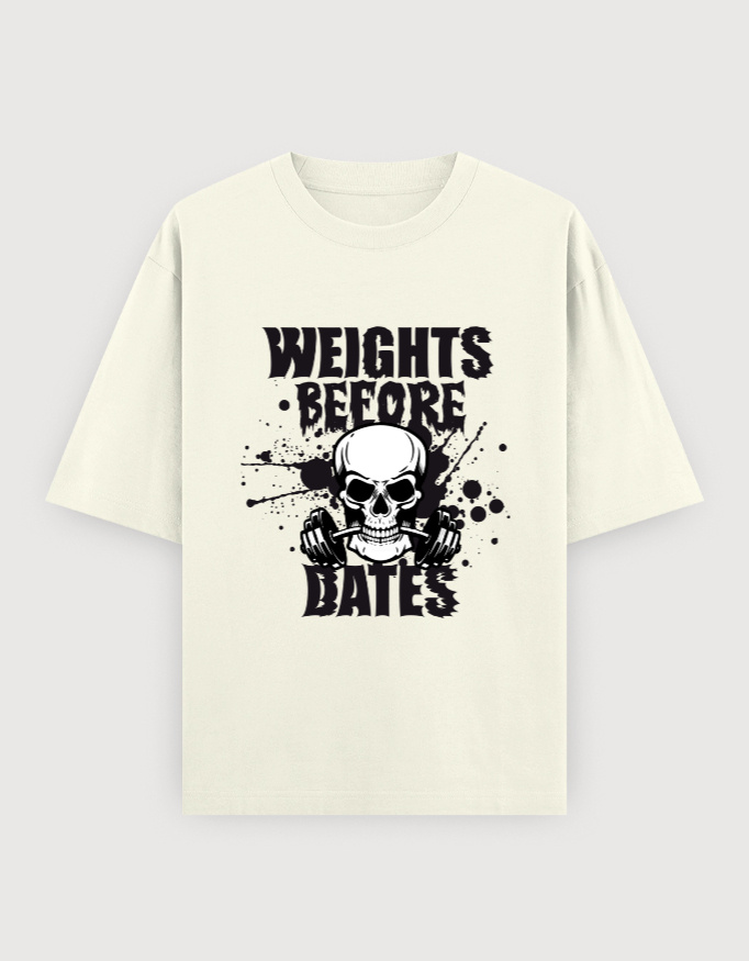 WEIGHT OVER DATES GYM OVERSIZED UNISEX TEE (LIGHTER VARIANTS)